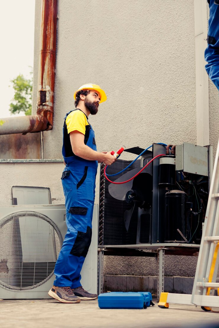 HVAC system expert carrying out inspections.