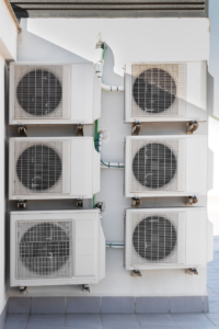 Commercial HVAC system units.